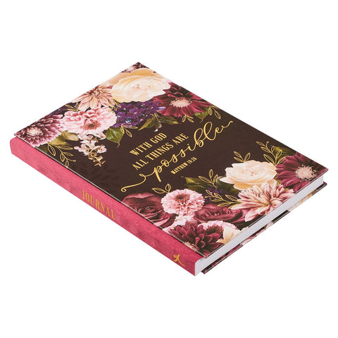 All Things Are Possible Burgundy Floral Quarter-bound Journal