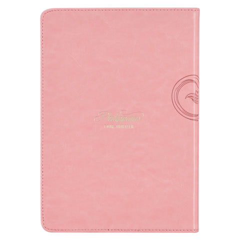 Through Christ Fluted Iris Pink Faux Leather Classic Journal - Philippians 4:13