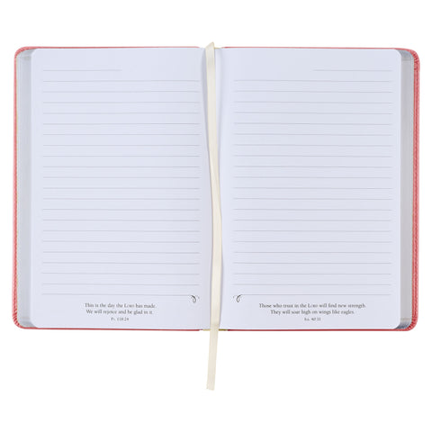 Through Christ Fluted Iris Pink Faux Leather Classic Journal - Philippians 4:13