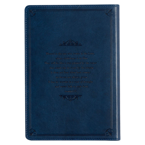 Blessed is the One Navy Faux Leather Classic Journal - Jeremiah 17:7