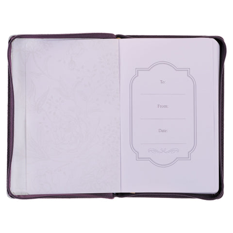 His Mercies are New Amethyst Purple Faux Leather Journal with Zipper Closure - Lamentations 3:22-23