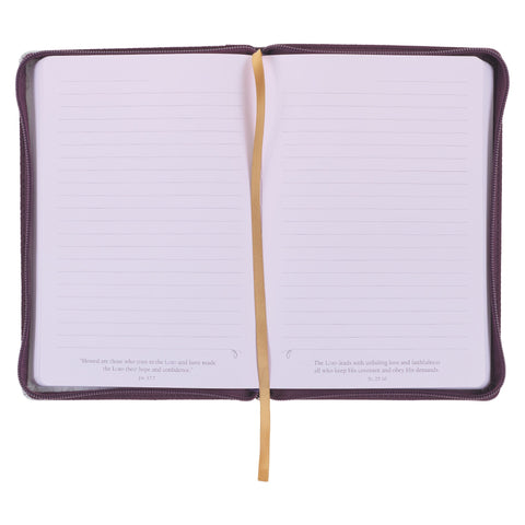 His Mercies are New Amethyst Purple Faux Leather Journal with Zipper Closure - Lamentations 3:22-23