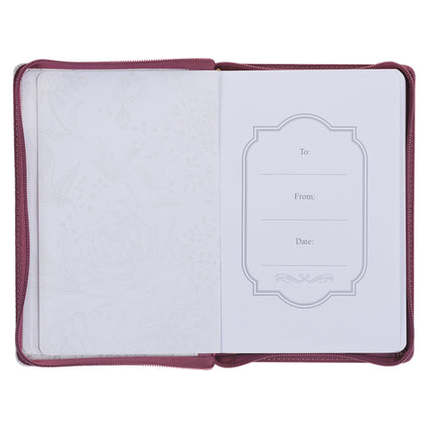 Strong and Courageous Topaz Pink Faux Leather Journal with Zipper Closure - Joshua 1:9