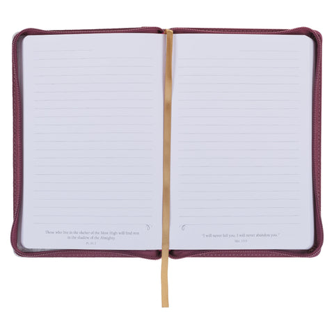 Strong and Courageous Topaz Pink Faux Leather Journal with Zipper Closure - Joshua 1:9