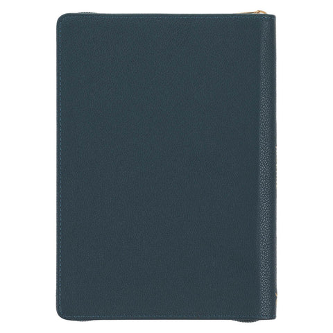 All Things are Possible Teal Tourmaline Faux Leather Journal with Zipper Closure - Matthew 19:26