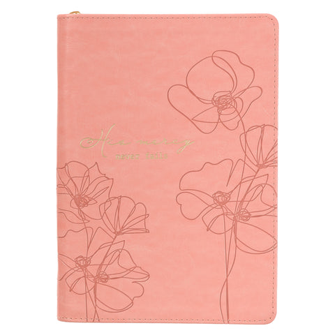 Mercy Blossom Pink Faux Leather Journal with Zipper Closure