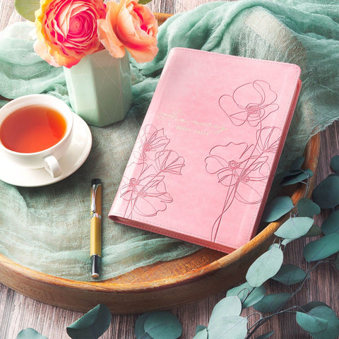 Mercy Blossom Pink Faux Leather Journal with Zipper Closure