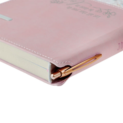 Done in Love Pink Floral Classic Journal with Elastic Closure and Pen Holder - 1 Corinthians 16:14