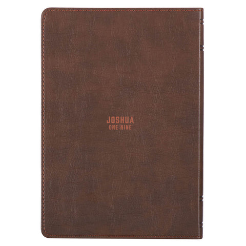 Lionface Strength and Courage Brown Faux Leather Classic  Journal - Joshua 1:9