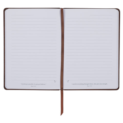 Lionface Strength and Courage Brown Faux Leather Classic  Journal - Joshua 1:9