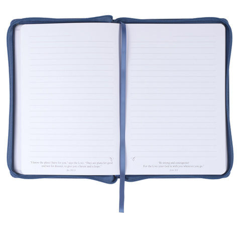 The Lord Will Guide You Blue Faux Leather Classic Journal with Zipper Closure - Isaiah 58:11