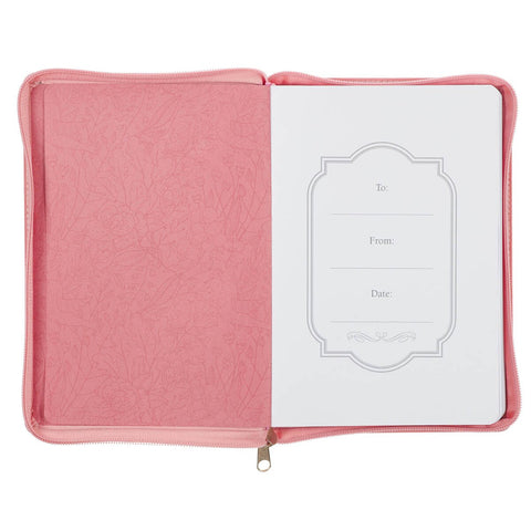 Trust With All Your Heart Pink Faux Leather Classic Journal with Zipper Closure - Proverbs 3:5-6