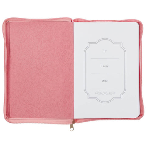 Trust With All Your Heart Pink Faux Leather Classic Journal with Zipper Closure - Proverbs 3:5-6