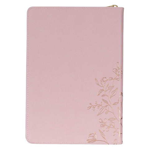 Strength and Dignity Pink Faux Leather Journal with Zippered Closure - Proverbs 31:25
