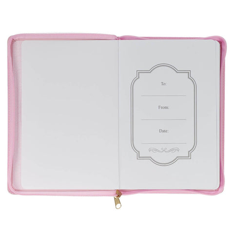 Strength and Dignity Pink Faux Leather Journal with Zippered Closure - Proverbs 31:25
