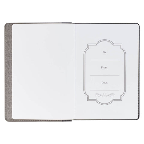 Seek the Lord Black and Gray Faux Leather Classic Journal  - 1 Chronicles 16:11