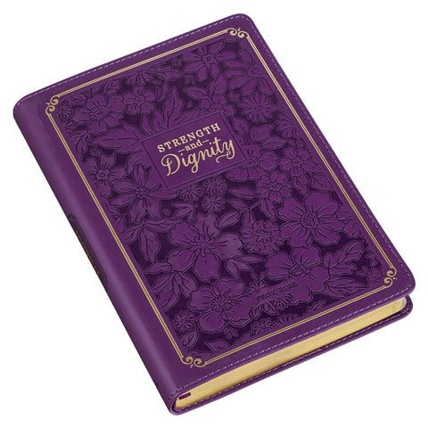 Strength and Dignity Purple Rose Faux Leather Classic Journal - Proverbs 31:25