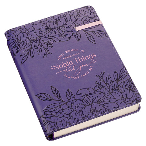 Noble Things Purple Faux Leather Classic Journal with Pen Holder - Proverbs 31:29