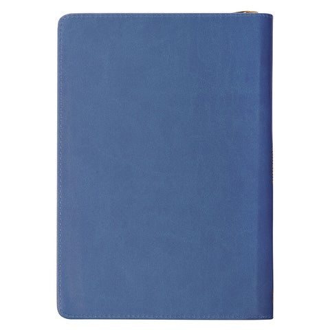 Love Blue Floral Tile Faux Leather Journal with Zipper Closure - John 3:16