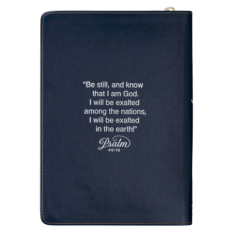 Be Still and Know Serene Roses Faux Leather Journal with Zipper Closure - Psalm 46:10