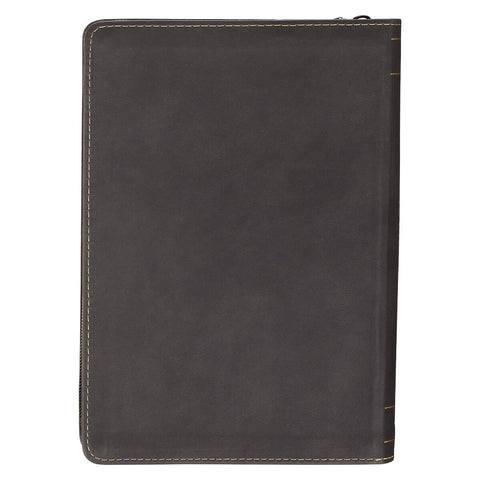 The Plans Charcoal Faux Leather Classic Journal with Zipper Closure - Jeremiah 29:11