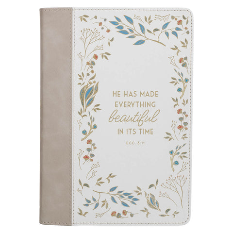 Everything Beautiful Cream Floral Faux Leather Classic  Journal - Ecclesiastes 3:11