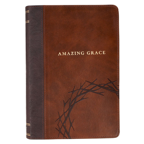 Amazing Grace Brown Crown of Thorns Classic Faux Leather Journal - Isaiah 53:3