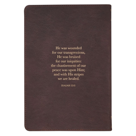 Amazing Grace Brown Crown of Thorns Classic Faux Leather Journal - Isaiah 53:3