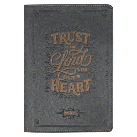 Trust in the Lord Charcoal Faux Leather Classic Journal - Proverbs 3:5