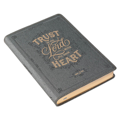 Trust in the Lord Charcoal Faux Leather Classic Journal - Proverbs 3:5