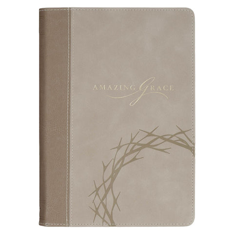 Amazing Grace Taupe Crown of Thorns Classic Faux Leather Journal - Isaiah 53:5
