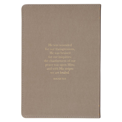 Amazing Grace Taupe Crown of Thorns Classic Faux Leather Journal - Isaiah 53:5