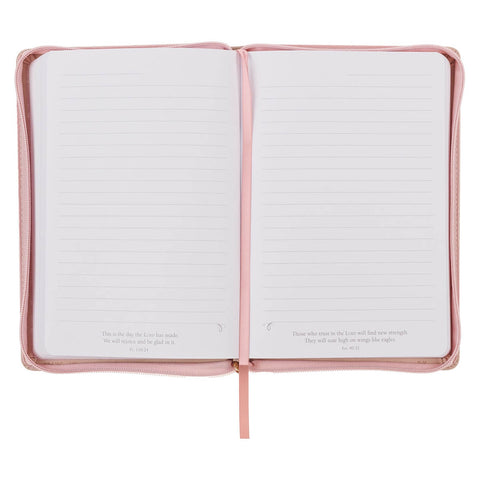 Everything Beautiful Blush Floral Faux Leather Journal with Zipper Closure - Ecclesiastes 3:11