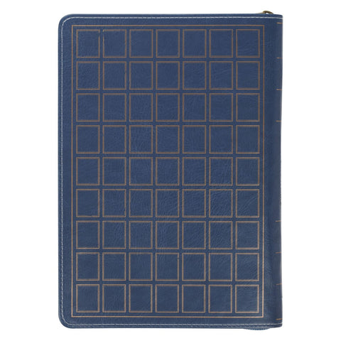 The Plans Modern Blue Grid Classic Journal with Zipper Closure - Jeremiah 29:11
