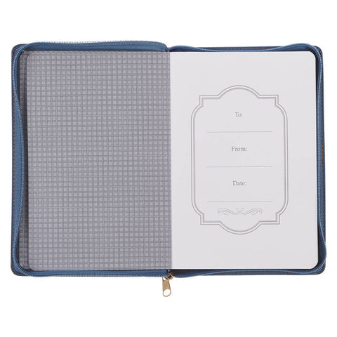 The Plans Modern Blue Grid Classic Journal with Zipper Closure - Jeremiah 29:11