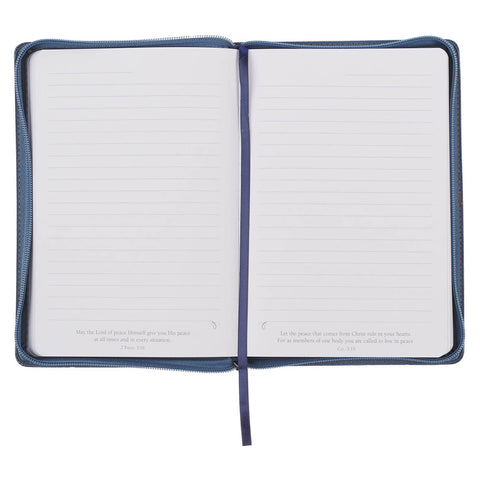 The Plans Modern Blue Grid Classic Journal with Zipper Closure - Jeremiah 29:11