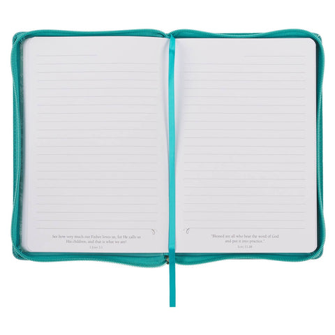Trust in the Lord Teal Floral Faux Leather Journal with Zipper Closure - Proverbs 3:5