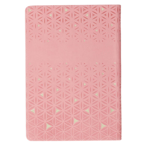 Be Still and Know Geometric Pink Faux Leather Journal with Zipper Closure - Psalm 46:10