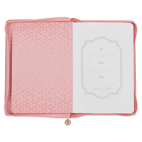 Be Still and Know Geometric Pink Faux Leather Journal with Zipper Closure - Psalm 46:10