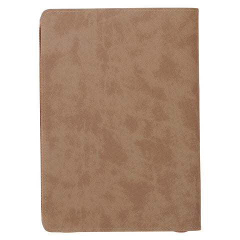 Be Strong and Courageous Lion Tan Faux Leather Journal with Zipper Closure - Joshua 1:9