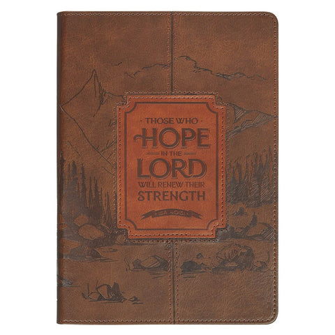 Hope in the Lord Chestnut Brown Faux Leather Classic Journal - Isaiah 40:31