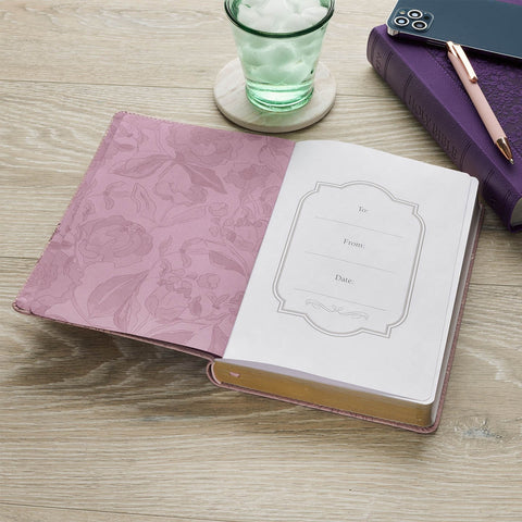 Strength and Dignity Dusty Purple Floral Faux Leather Classic Journal - Proverbs 31:25