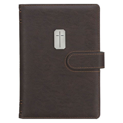 Man of God Espresso Brown Faux Leather Journal Cover with Magnetic Closure
