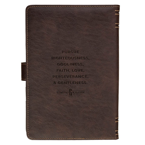 Man of God Espresso Brown Faux Leather Journal Cover with Magnetic Closure