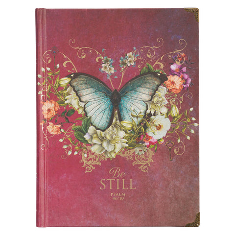 Pink Be Still Butterfly Hardcover Journal - Psalm 46:10