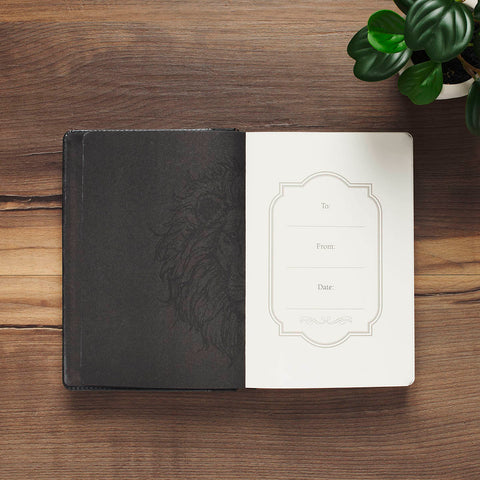 Be Strong & Courageous Black Lion Faux Leather Hardcover Journal - Joshua 1:9