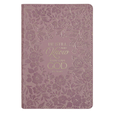 Be Still and Know Mauve Floral Faux Leather Slimline Journal - Psalm 46:10