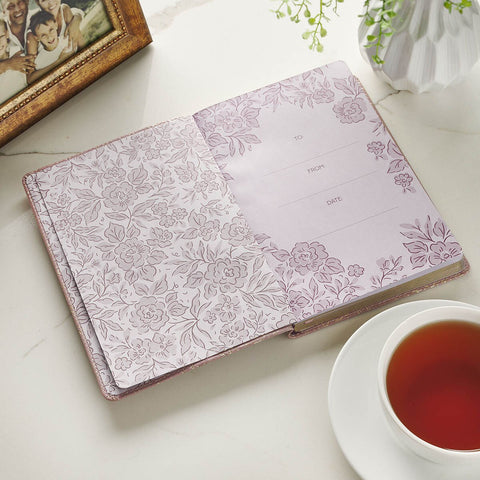 Be Still and Know Mauve Floral Faux Leather Slimline Journal - Psalm 46:10