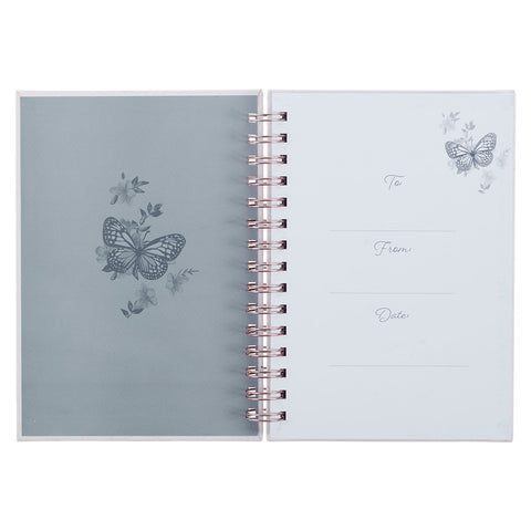 Strength & Dignity Pink Butterfly Garden Large Wirebound Journal - Proverbs 31:25