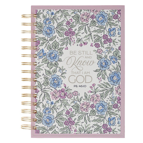 Be Still and Know Purple Floral Spiral Journal - Psalm 46:10
